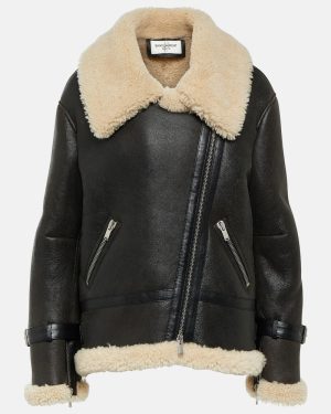 Saint Laurent Shearling-trimmed leather jacket