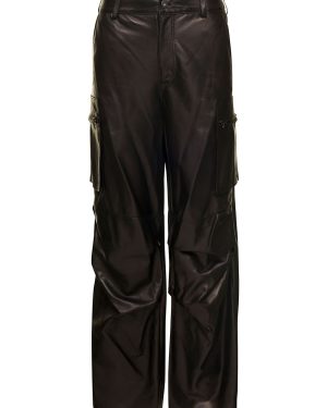 Salvatore Santoro Brown Cargo Pants In Nappa Leather Woman