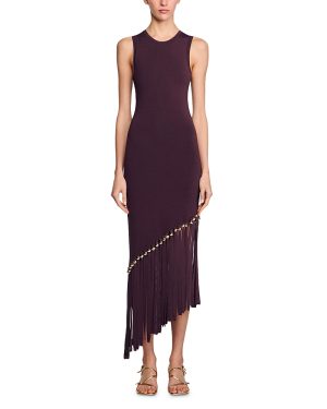 Sandro Asymmetric Fringe Hem Dress