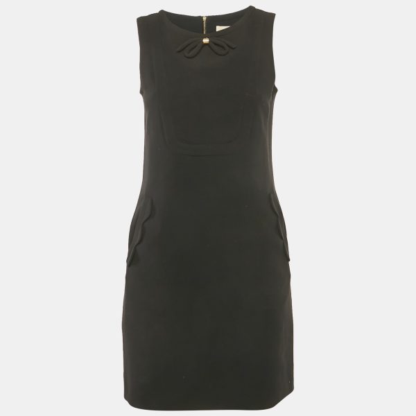 Sandro Black Crepe Bow Detail Mini Dress S