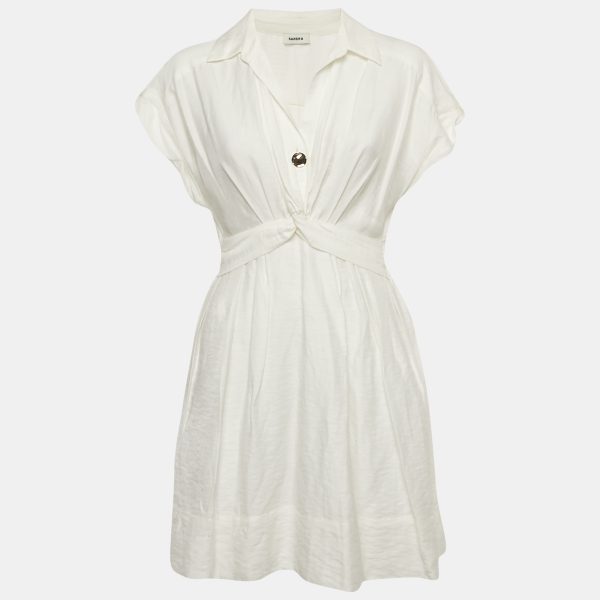 Sandro White Cotton Blend Mini Dress S