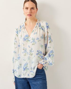 Sarah Sheer Floral Blouse Ivory