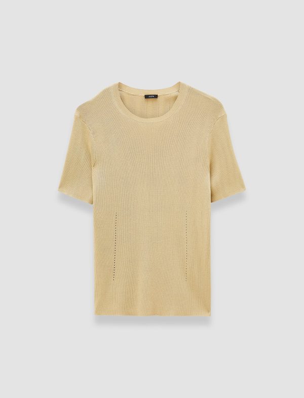 Satiny Rib Knit Top - L