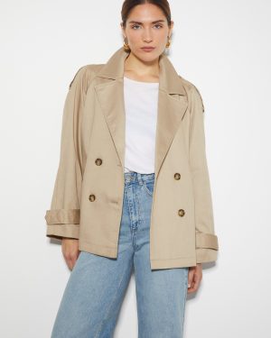 Savannah Crop Trench Coat Natural