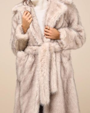 Schiffer Beige Faux Fur Longline Coat