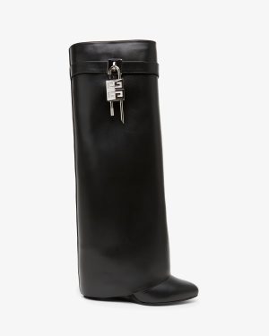 Shark lock leather pant boots