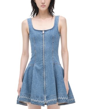 Simkhai Eleodra Zip Front Denim Mini Dress