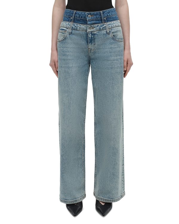 Simkhai Kove High Rise Double Waistband Jeans in Two Tone Del Mar
