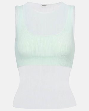 Simkhai Oakley Plisse semi-sheer tank top