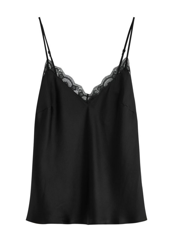 Simone PRLE Love Me Lace-trim Silk-satin Camisole top - Black - XL (UK16 / XL)
