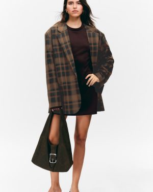 Single-Breasted Oversized Checked Blazer