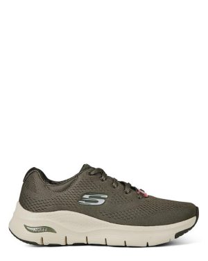 Skechers Engineered Mesh Lace-Up Low-Top Trainers Womens - Green