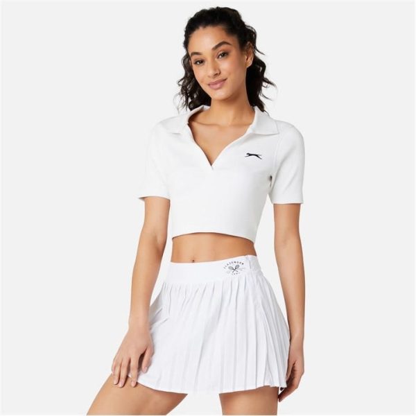 Slazenger Cropped Polo Top - White