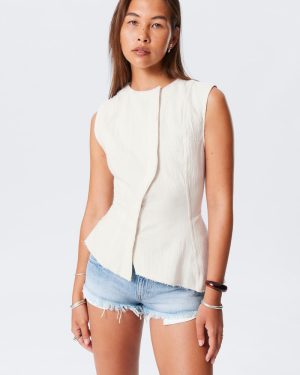 Sleeveless Asymmetric Peplum Top