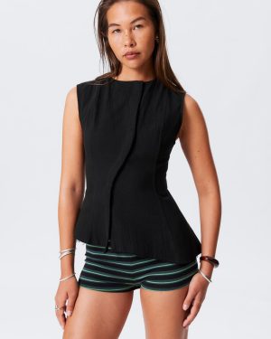 Sleeveless Asymmetric Peplum Top