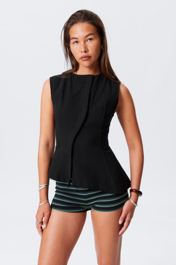 Sleeveless Asymmetric Peplum Top