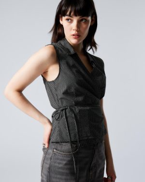 Sleeveless Cotton Wrap Top