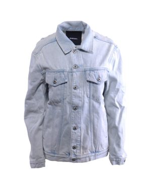 (Small) DIESEL DE VISE 084IR Womens Trucker Jacket Distress Long Sleeve Denim Coat Blue
