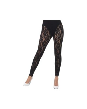 Smiffy's 44512 80s Lace Leggings (one Size) - lace 80s leggings smiffys 44512 one size fancy dress black