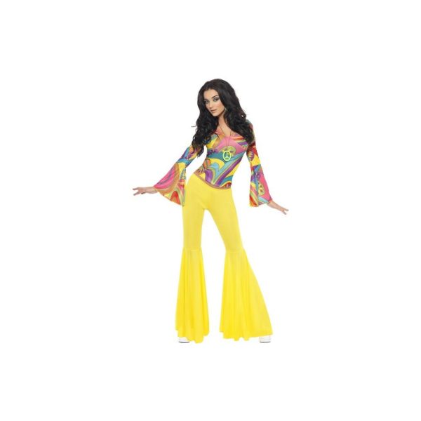 Smiffy's Adult Women's 70's Groovy Babe Costume, Top And Flared Trousers, 70 - 70s costume fancy dress groovy babe ladies womens outfit disco hippie