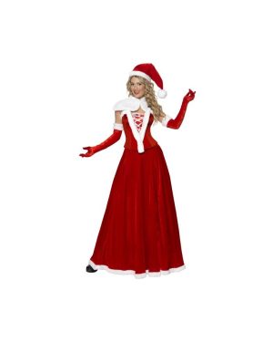 Smiffy's Women's Luxury Miss Santa Costume, Hat, Cape, Corset, Skirt & Gloves, - dress santa costume christmas fancy miss ladies mrs deluxe outfit