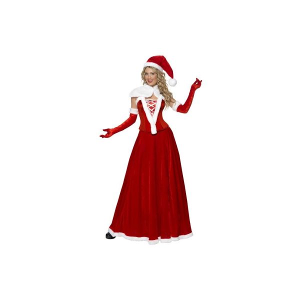 Smiffy's Women's Luxury Miss Santa Costume, Hat, Cape, Corset, Skirt & Gloves, - dress santa costume christmas fancy miss ladies mrs deluxe outfit