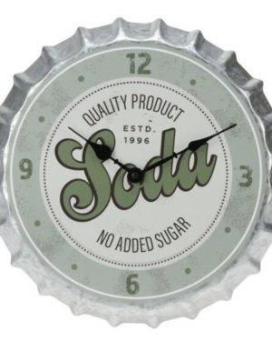 (Soda) 30cm Metal Bottle Top Cap Novelty Quirky Wall Clock Vintage Retro Mancave Pub