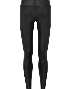 Spanx Moto Black Faux Stretch-leather Leggings - XL