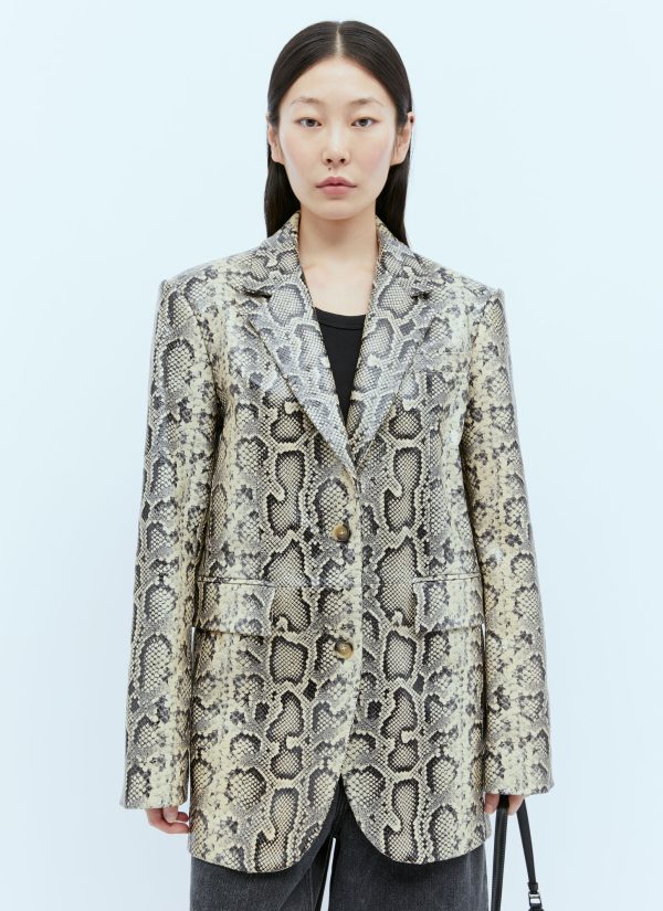 Sportmax Python-print Oversized Leather Blazer - Woman Blazers Brown It - 40