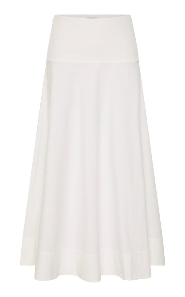 St. Agni - Circle Hem Cotton-Blend Maxi Skirt - White - L - Only At Moda Operandi