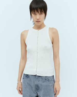 St. Agni Stitch Detail Tank Top - Woman Tops White L
