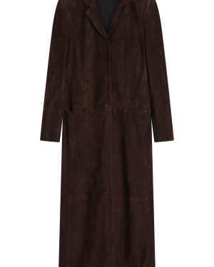 St. Agni - Tailored Suede Coat - Brown - XL - Only At Moda Operandi