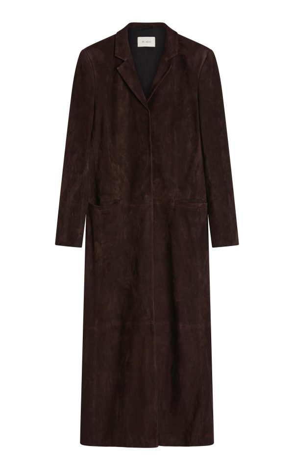 St. Agni - Tailored Suede Coat - Brown - XL - Only At Moda Operandi