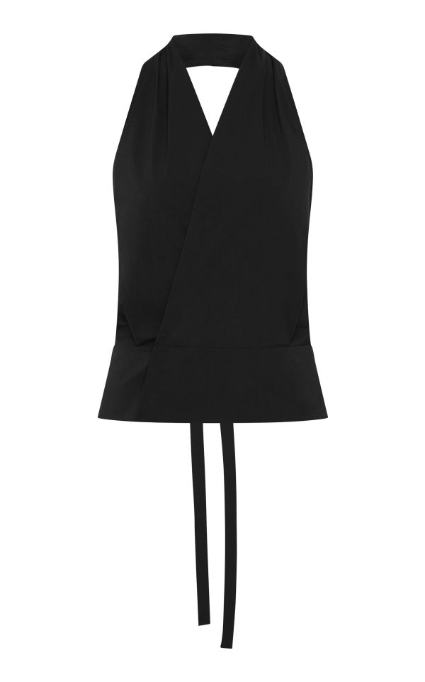 St. Agni - Wrap Cotton-Blend Halter Top - Black - XXS - Only At Moda Operandi