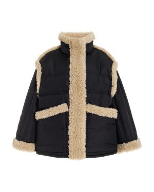 Stand Studio - Dorothy Sherpa-Trimmed Quilted Down Coat - Black - FR 38 - Moda Operandi