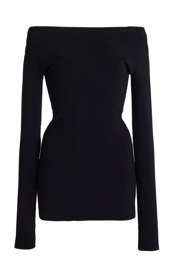 Stella McCartney - Compact Knit Off-The-Shoulder Top - Black - XS - Moda Operandi