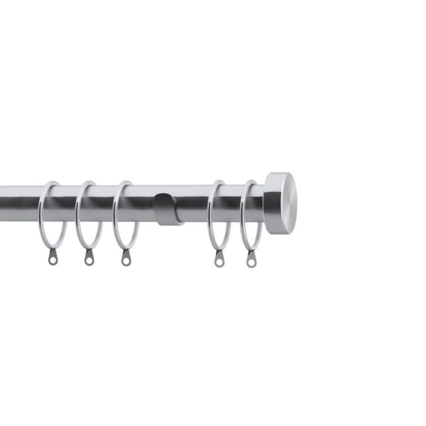 Stud End Cap Fixed Complete Single Curtain Pole and Hardware Set
