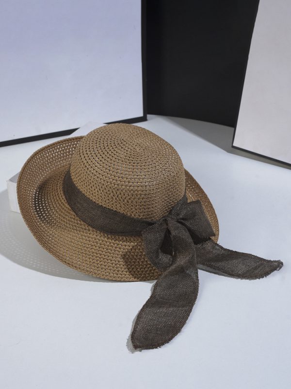 Summer Straw Hat With Bowknot Beach Foldable Sun Hat For Women 2025