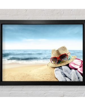 Sun Hat And Sunglasses On The Beach - Print