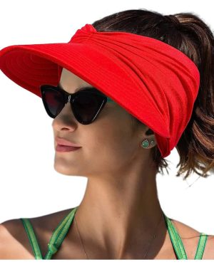 Sun Hat Women Sun Beach Visor Cap UV Protection with Wide Brim for Sports Beach Golf Hiking
