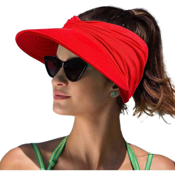 Sun Hat Women Sun Beach Visor Cap UV Protection with Wide Brim for Sports Beach Golf Hiking