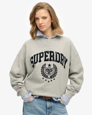 Superdry Women's Athletic Relaxed Flock Sweatshirt Grey / Grey Marl - Size: 12