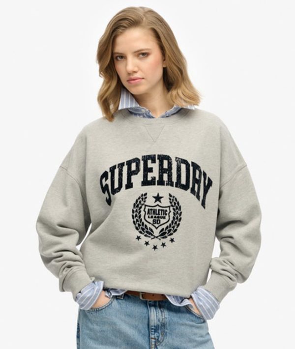 Superdry Women's Athletic Relaxed Flock Sweatshirt Grey / Grey Marl - Size: 12