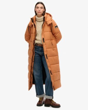 Superdry Women's Classic Quilted Nylon Puffer Jacket, Brown, Size: 8