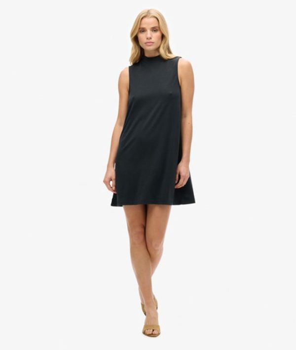 Superdry Women's Classic Sleeveless A-Line Mini Dress, Black, Size: 12