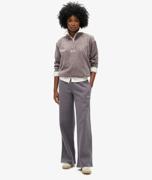Superdry Women's Country Club Straight Joggers Grey / Rock Dark Grey - Size: 16
