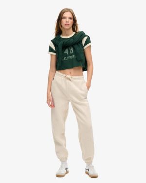 Superdry Women's Essential Logo Cuffed Joggers Beige / Light Oat Marl - Size: 12
