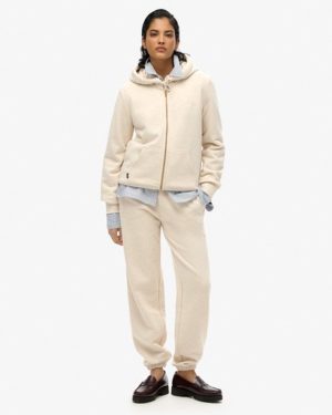 Superdry Women's Essential Logo Half Brushed Joggers Beige / Light Oat Marl - Size: 8