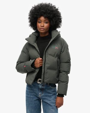 Superdry Women's Hooded Boxy Puffer Jacket Green / Enamel Green - Size: 8