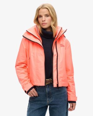 Superdry Women's Hooded Embroidered SD Windbreaker Jacket Cream / Pastelline Coral - Size: 12